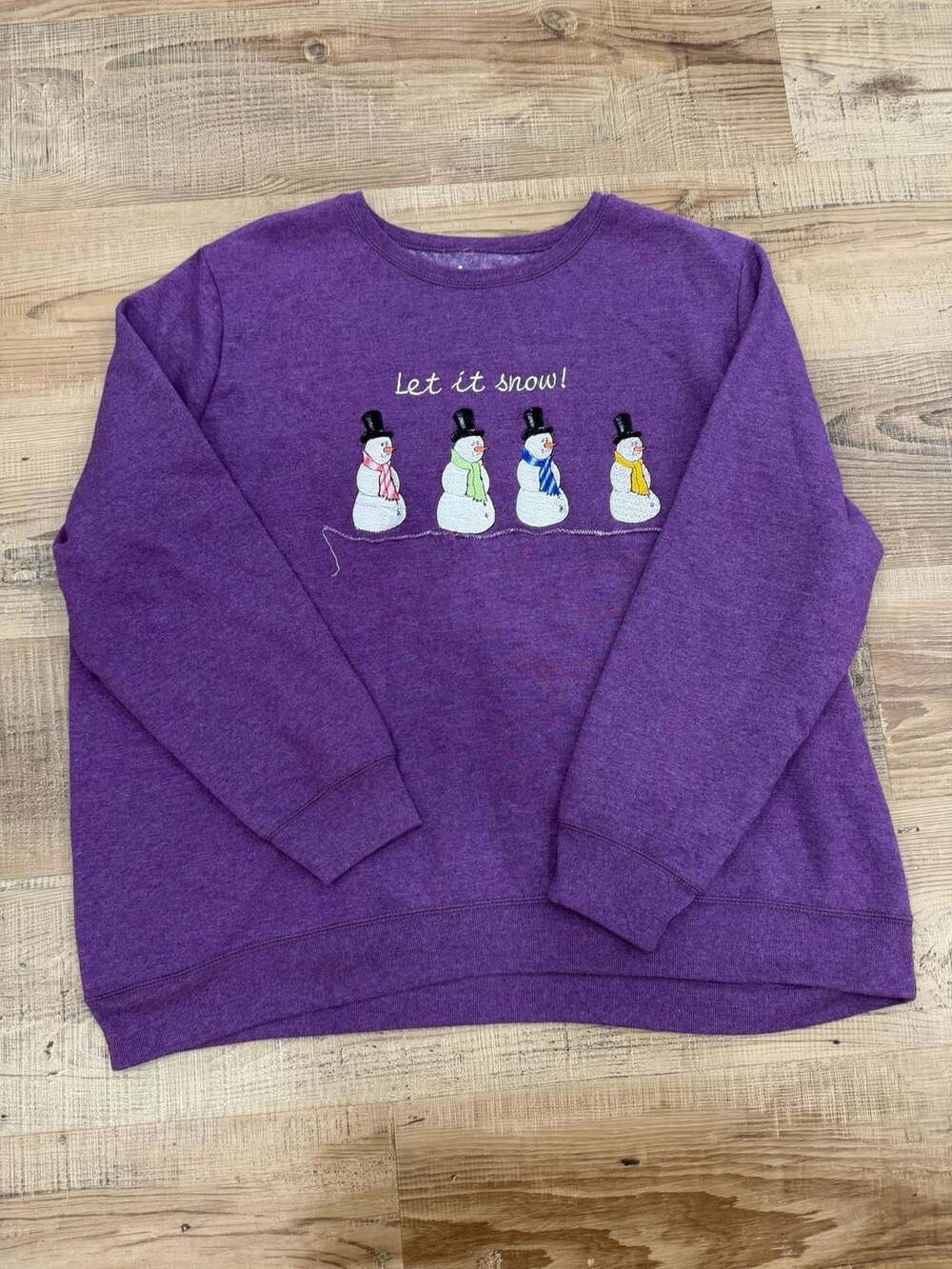 Snowman Sweatshirt ugly Christmas sweater Grannycore Embroidered 1X